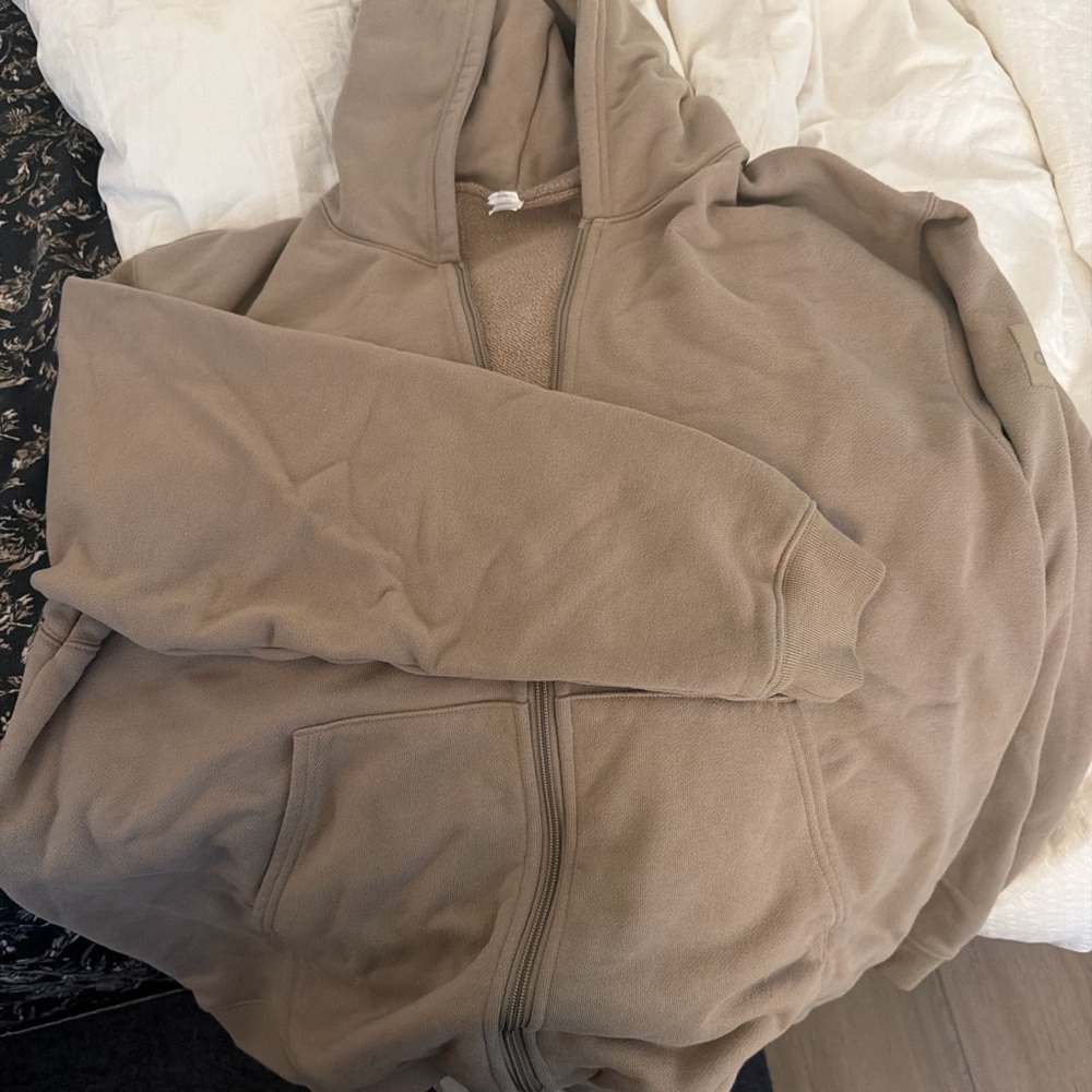 ALO Yoga Tan Zip-Up Hoodie